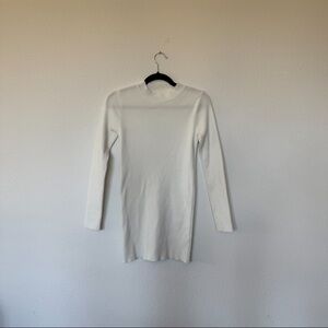 Commense White Long Sleeve Knit Mini Dress
